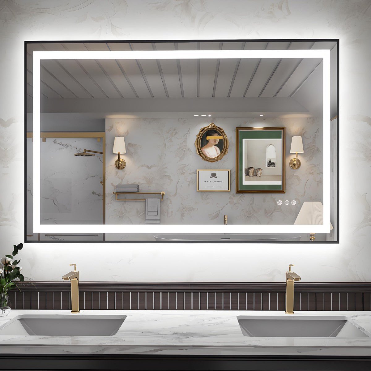 Apex-B 55x36in Vanity Mirror with Lights for Bathroom Wall,Framed LED Bathroom Mirror,Anti-Fog,Shatter-Proof,ETL Listed