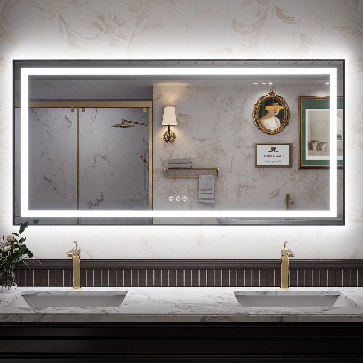 Apex-B 60x30in Vanity Mirror with Lights for Bathroom Wall,Framed LED Bathroom Mirror,Anti-Fog,Shatter-Proof,UL Listed