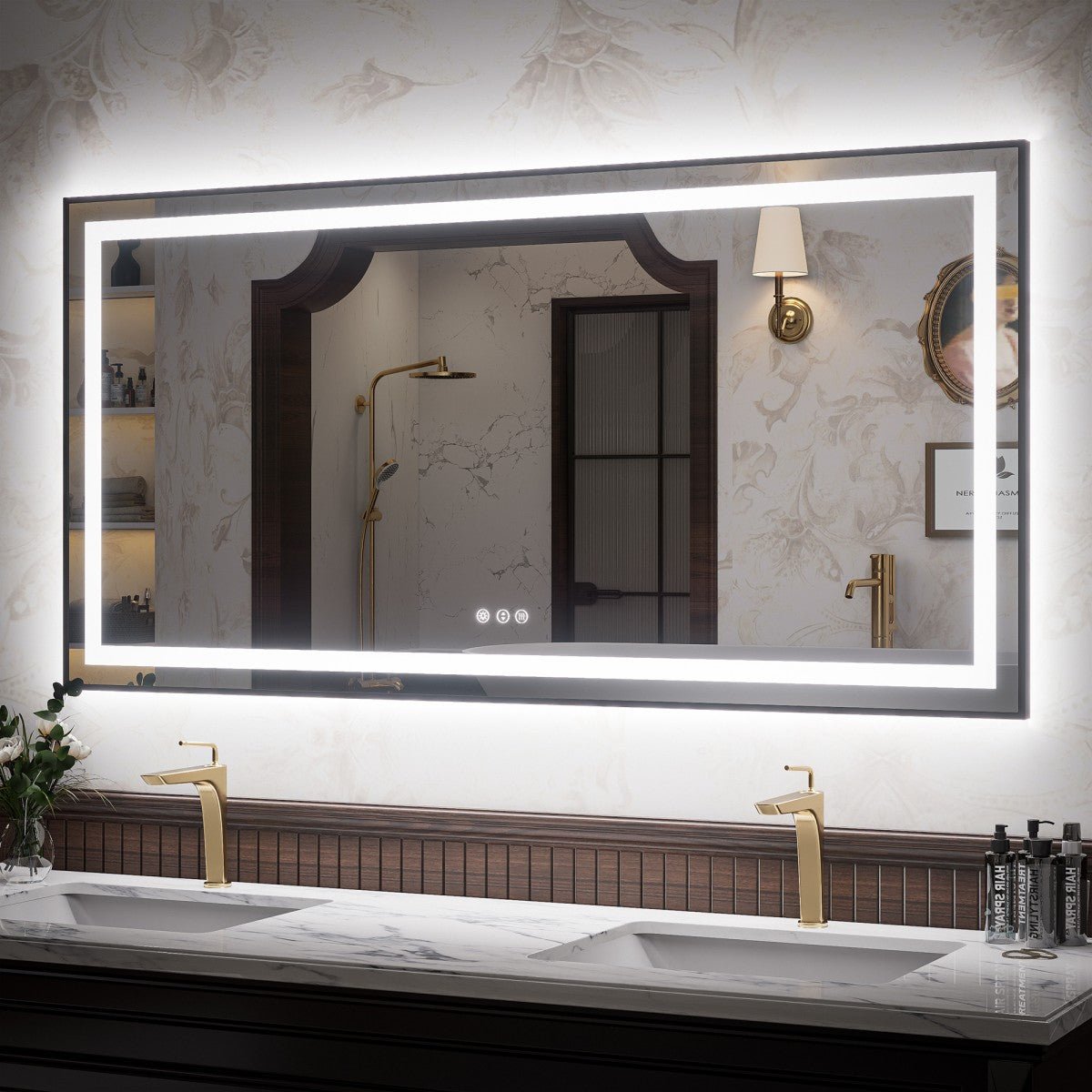 Apex - B 60x30in vanity with lights and mirror for Bathroom Wall,Framed LED Bathroom Mirror,Anti - Fog,Shatter - Proof,ETL Listed