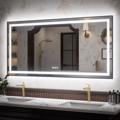 Apex - B 60x30in vanity with lights and mirror for Bathroom Wall,Framed LED Bathroom Mirror,Anti - Fog,Shatter - Proof,ETL Listed