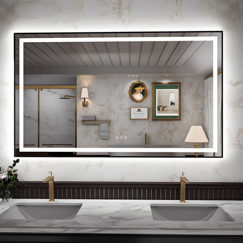 Apex-B 60x36in Vanity Mirror with Lights for Bathroom Wall,Framed LED Bathroom Mirror,Anti-Fog,Shatter-Proof,UL Listed