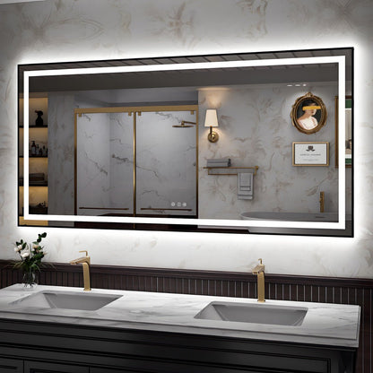 Apex - B 72x36in vanity with lights and mirror for Bathroom Wall,Framed LED Bathroom Mirror,Anti - Fog,Shatter - Proof,ETL Listed