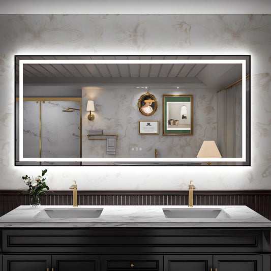 Apex-B 77x36in Vanity Mirror with Lights for Bathroom Wall,Framed LED Bathroom Mirror,Anti-Fog,Shatter-Proof,ETL Listed