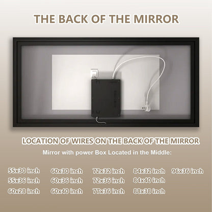 Apex - B 77x36in vanity with lights and mirror for Bathroom Wall,Framed LED Bathroom Mirror,Anti - Fog,Shatter - Proof,ETL Listed