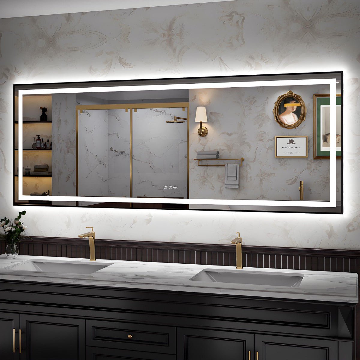Apex - B 84x32in vanity with lights and mirror for Bathroom Wall,Framed LED Bathroom Mirror,Anti - Fog,Shatter - Proof,ETL Listed