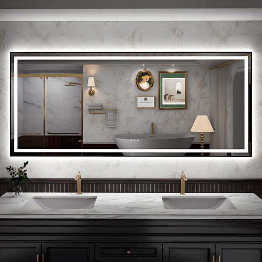 Apex-B 88x38in Vanity Mirror with Lights for Bathroom Wall,Framed LED Bathroom Mirror,Anti-Fog,Shatter-Proof,UL Listed
