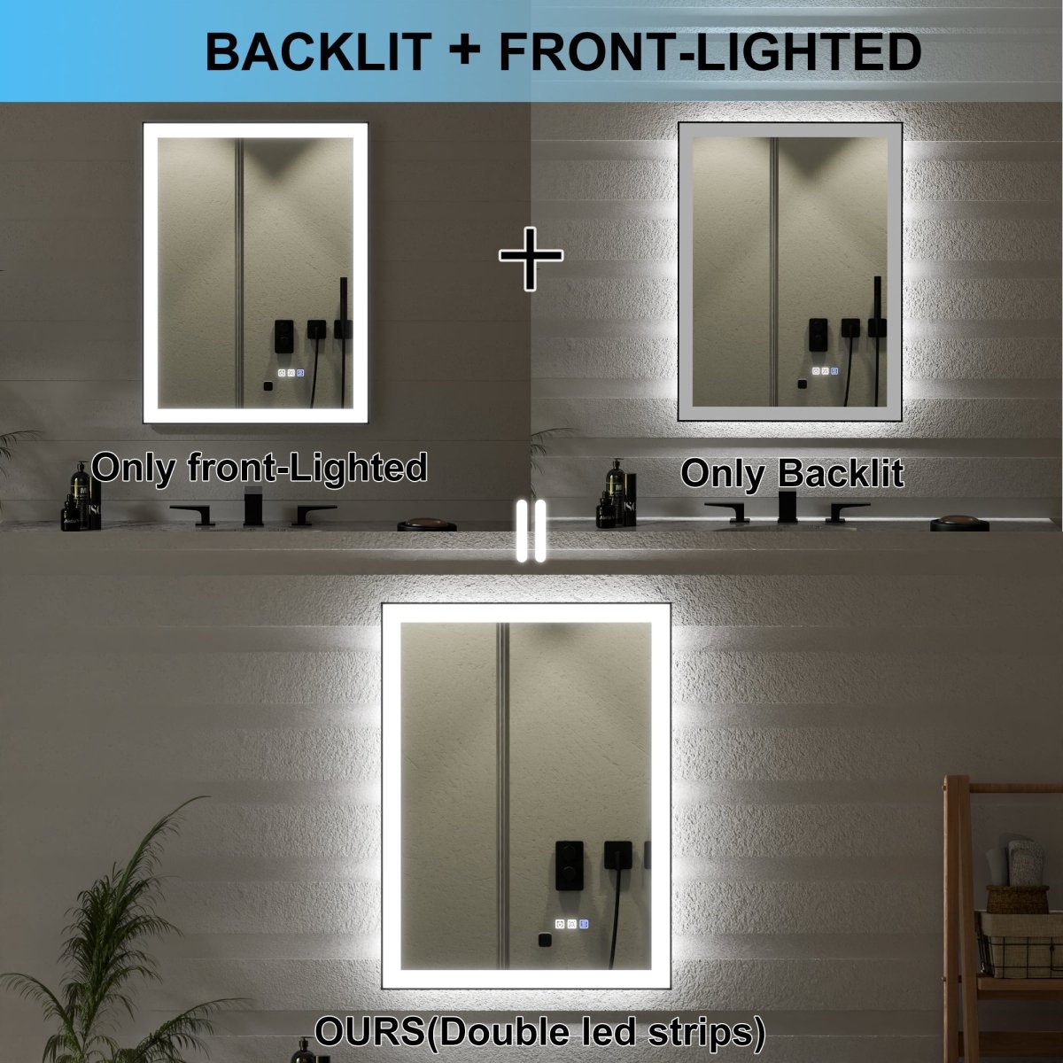 Apex - Noir 24"x36" Framed LED Lighted Bathroom Mirror