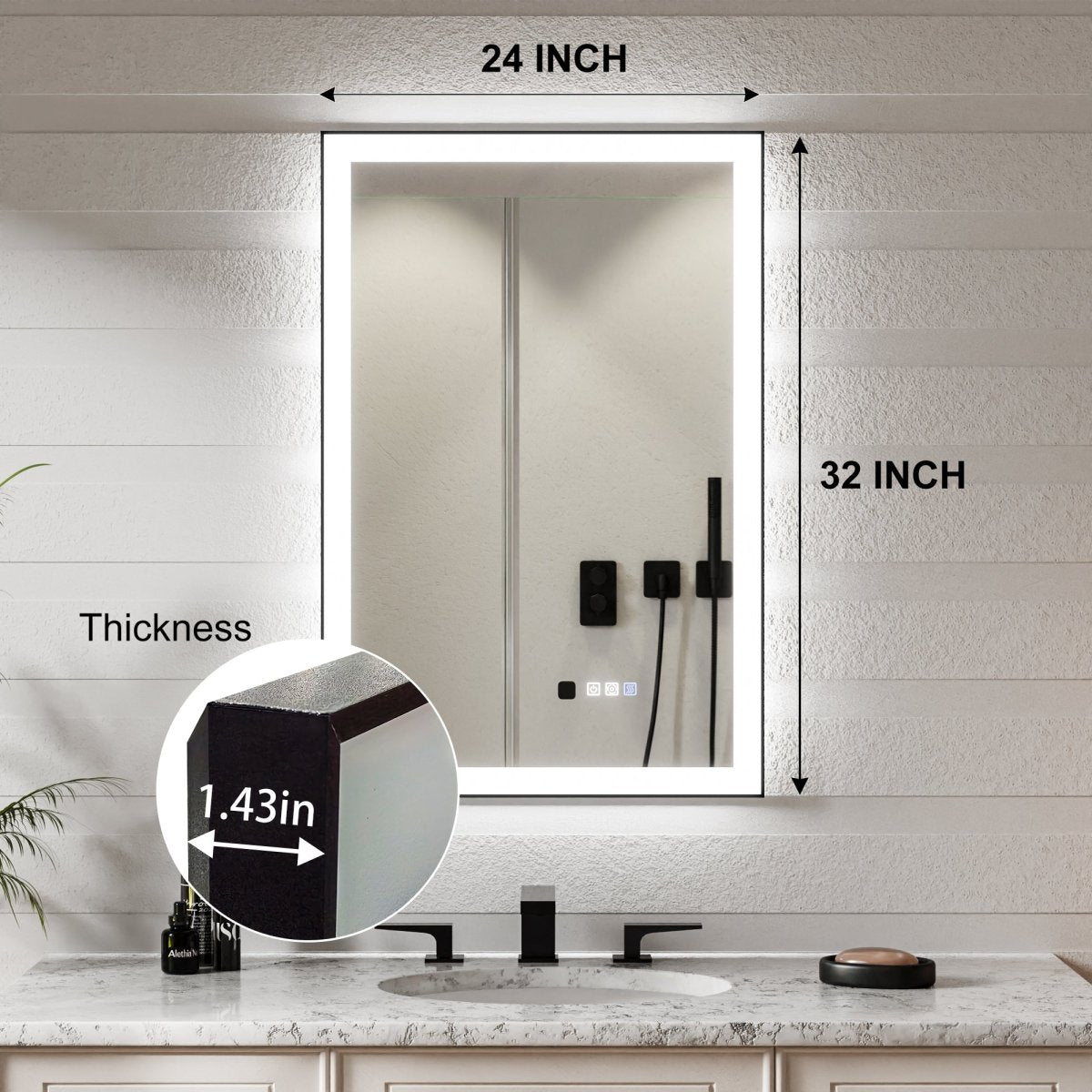 Apex - Noir 24"x36" Framed LED Lighted Bathroom Mirror