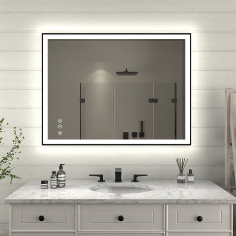 Apex-Noir 40"x30" Framed LED Lighted Bathroom Mirror