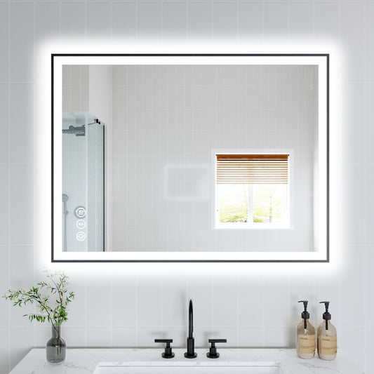Apex-Noir 40"x30" Framed LED Lighted Bathroom Mirror