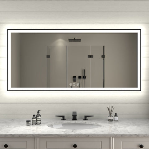 Apex-Noir 60"x28" Framed LED Lighted Bathroom Mirror
