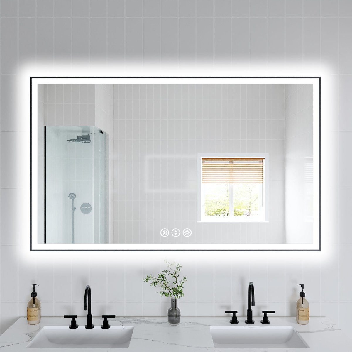 Apex-Noir 60"x36" Framed LED Lighted Bathroom Mirror – ExBriteUSA