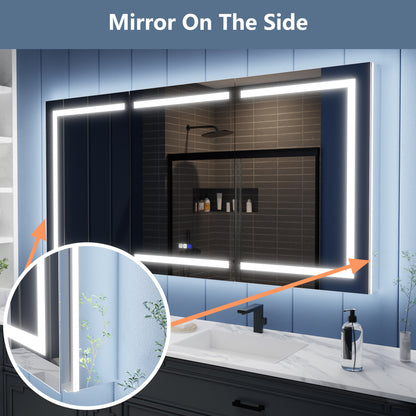 Illusion-B 72" x 36" LED Lighted Inset Mirrored Medicine Cabinet with Magnifiers Front and Back Light