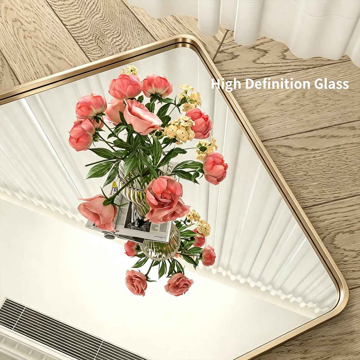 Noir 22" x 30" Gold Framed Rectangular Bathroom Mirror