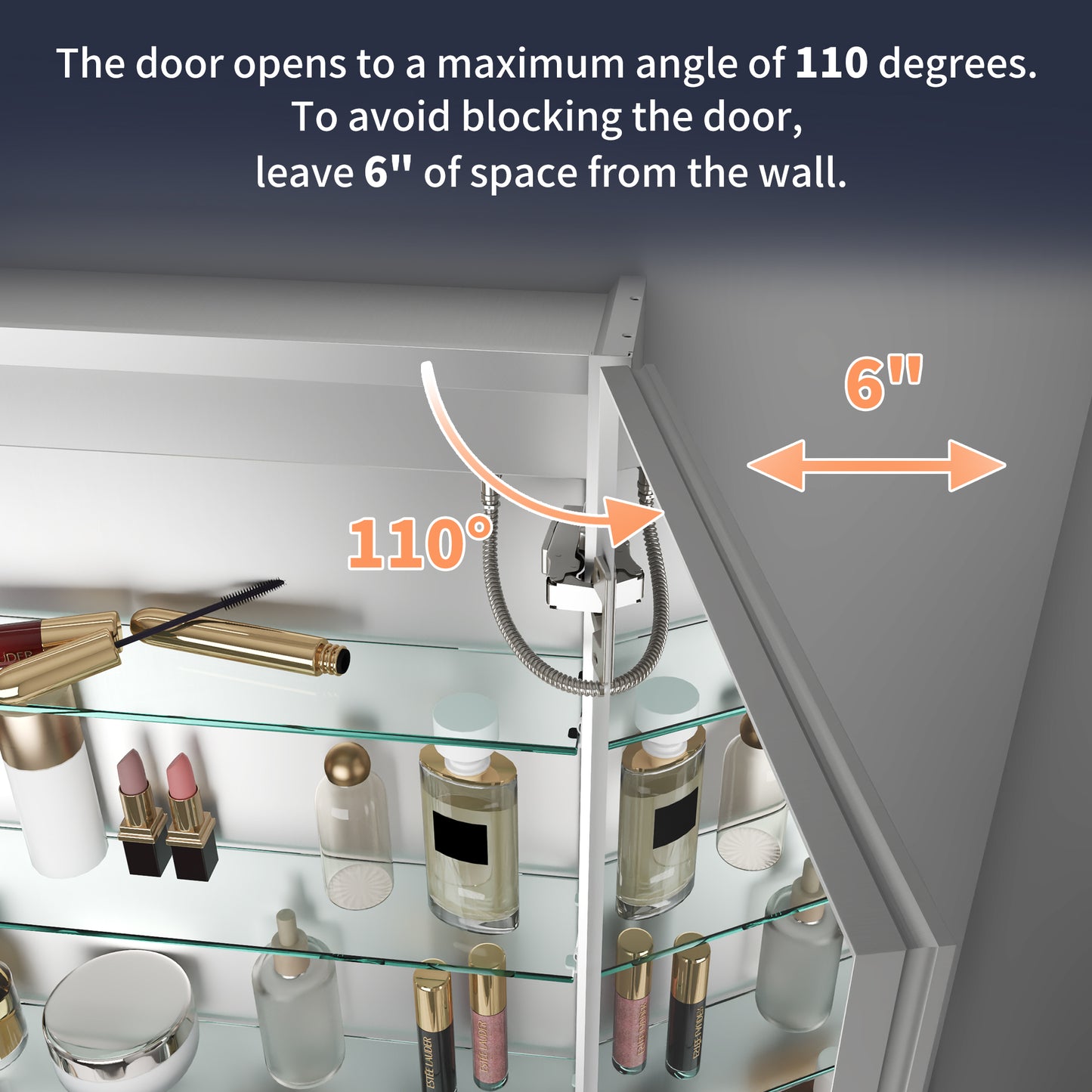 Rim 72" W x 30" H LED Lighted Medicine Cabinet Recessed or Surface with Mirrors