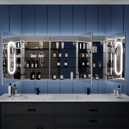 Illusion 60" x 32" LED Lighted Medicine Cabinet with Mirror and Light Magnifiers Front and Back