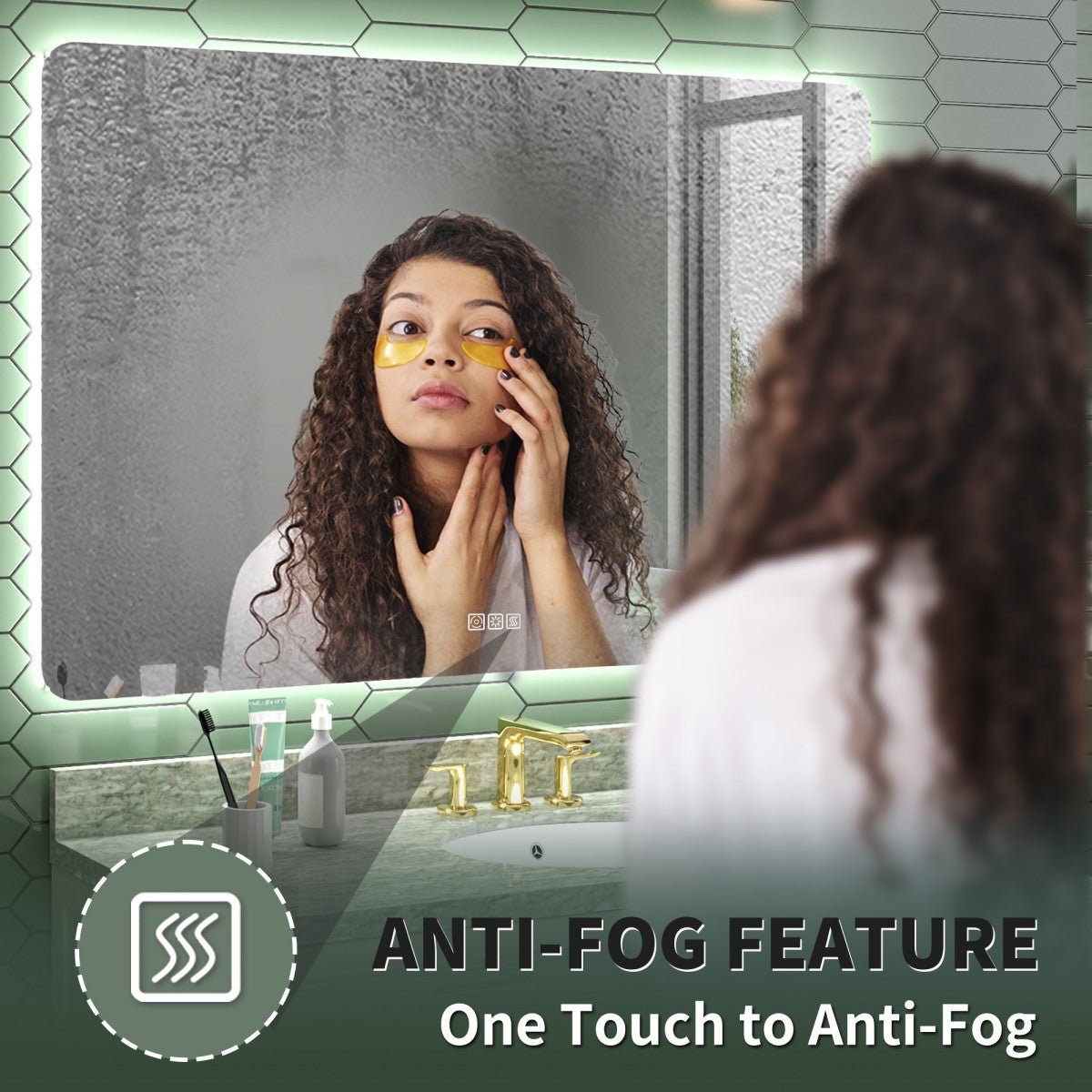Backlit Mirror | Brivaro 55"×36" Nano‑Tempered Anti‑Fog Dimmable LED Bathroom Mirror