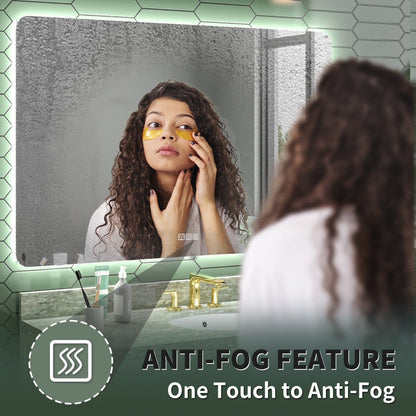 Backlit Mirror | Brivaro 55"×36" Nano‑Tempered Anti‑Fog Dimmable LED Bathroom Mirror