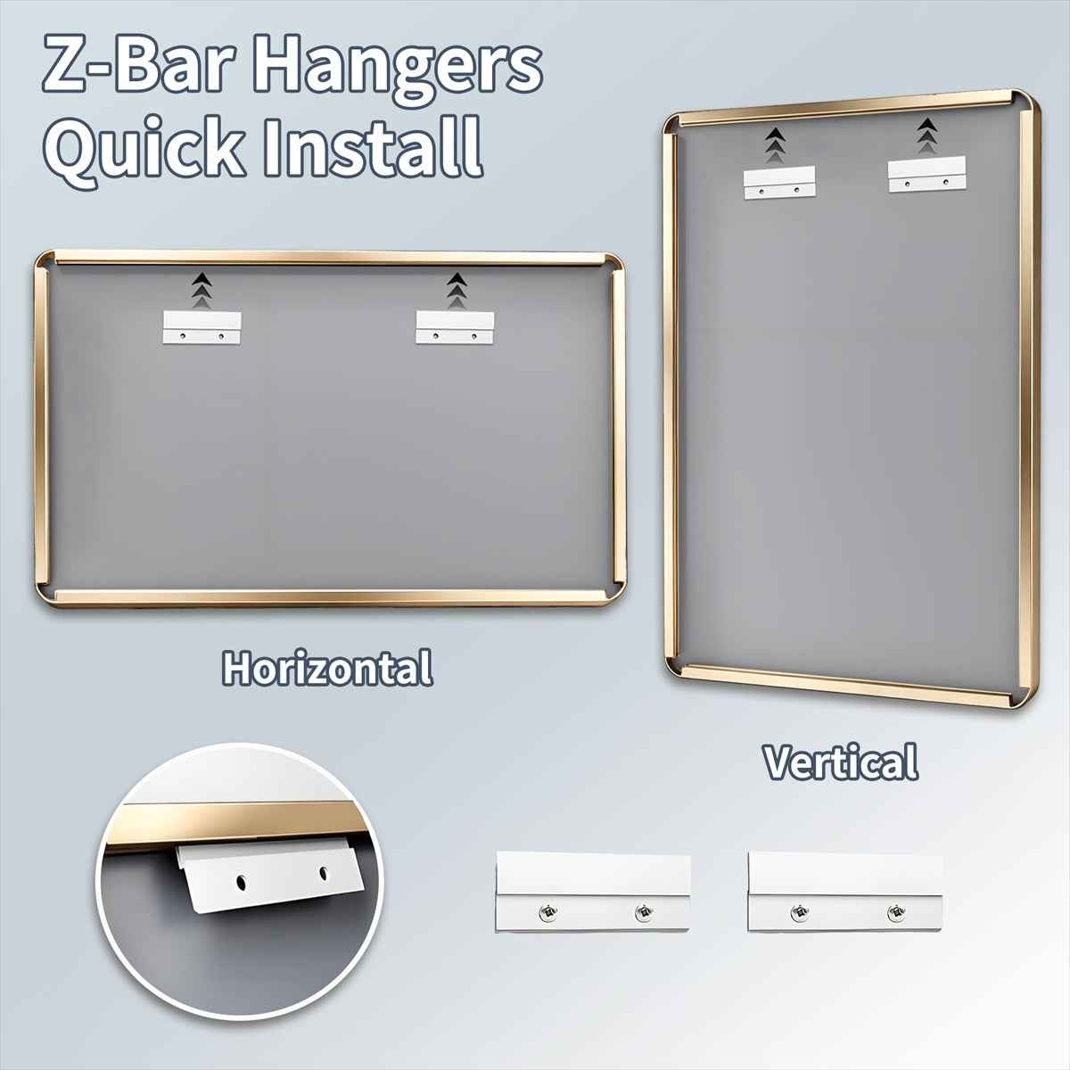 Noir 48" x 40" Gold Framed Rectangular Bathroom Mirror