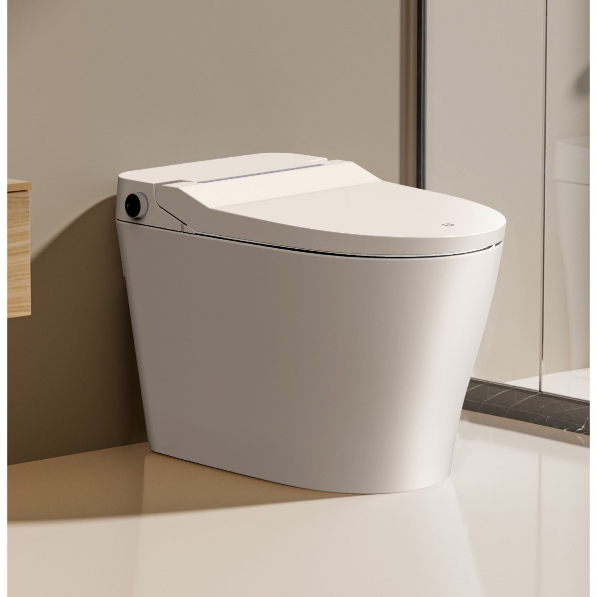Bejoan Tankless Smart Toilet with Bidet Built In,Auto Open & Close,Wider Bidet with Heated Seat, Warm Water and Dry, Foot Sensor, LED Display, Remote Control,P20S