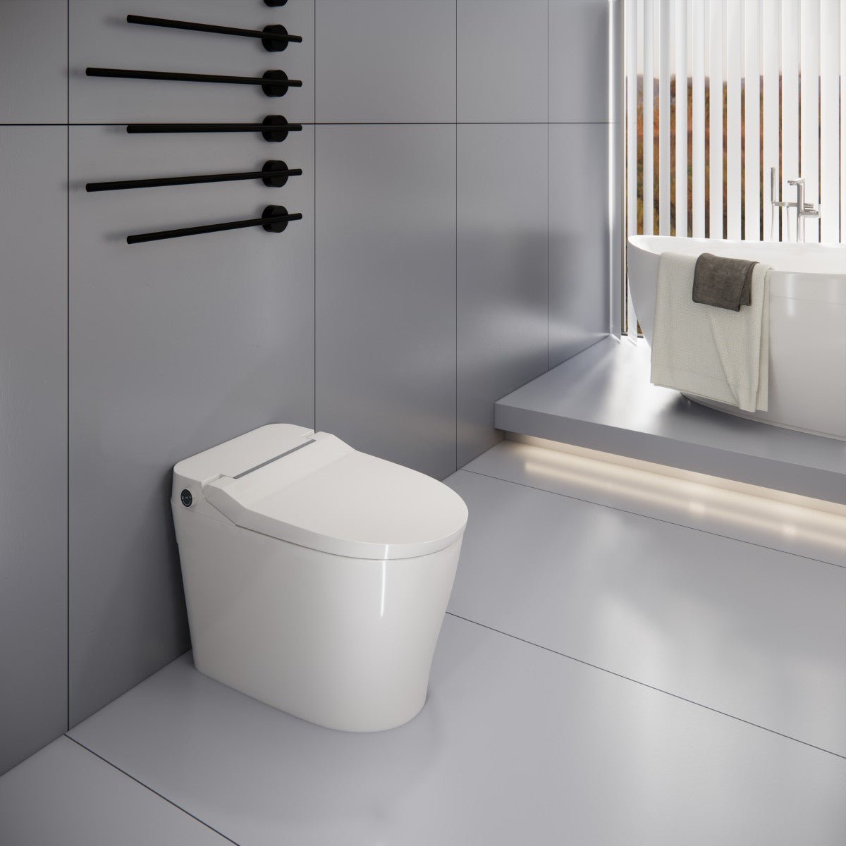 Bejoan Tankless Smart Toilet with Bidet Built In,Auto Open & Close,Wider Bidet with Heated Seat, Warm Water and Dry, Foot Sensor, LED Display, Remote Control,P20S