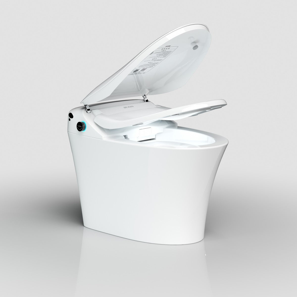 Bejoan Tankless Smart Toilet with Bidet Built In,Auto Open & Close,Wider Bidet with Heated Seat, Warm Water and Dry, Foot Sensor, LED Display, Remote Control,P50S