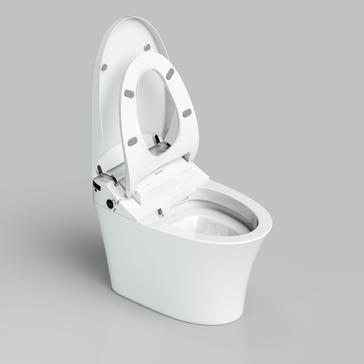 Bejoan Tankless Smart Toilet with Bidet Built In,Auto Open & Close,Wider Bidet with Heated Seat, Warm Water and Dry, Foot Sensor, LED Display, Remote Control,P51S