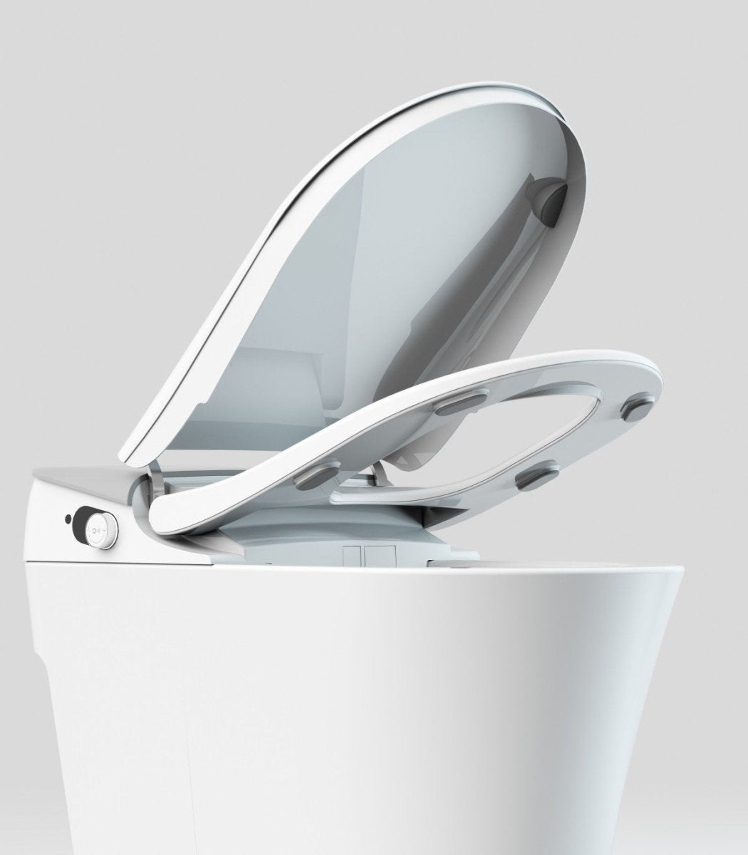 Bejoan Tankless Smart Toilet with Bidet Built In,Auto Open & Close,Wider Bidet with Heated Seat, Warm Water and Dry, Foot Sensor, LED Display, Remote Control,P80P