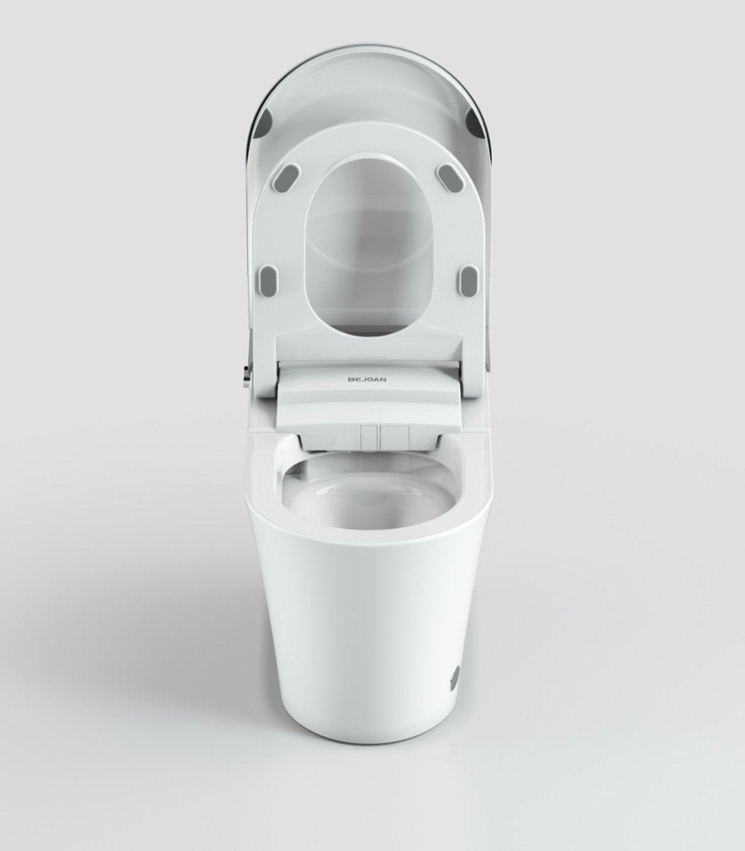 Bejoan Tankless Smart Toilet with Bidet Built In,Auto Open & Close,Wider Bidet with Heated Seat, Warm Water and Dry, Foot Sensor, LED Display, Remote Control,P80P