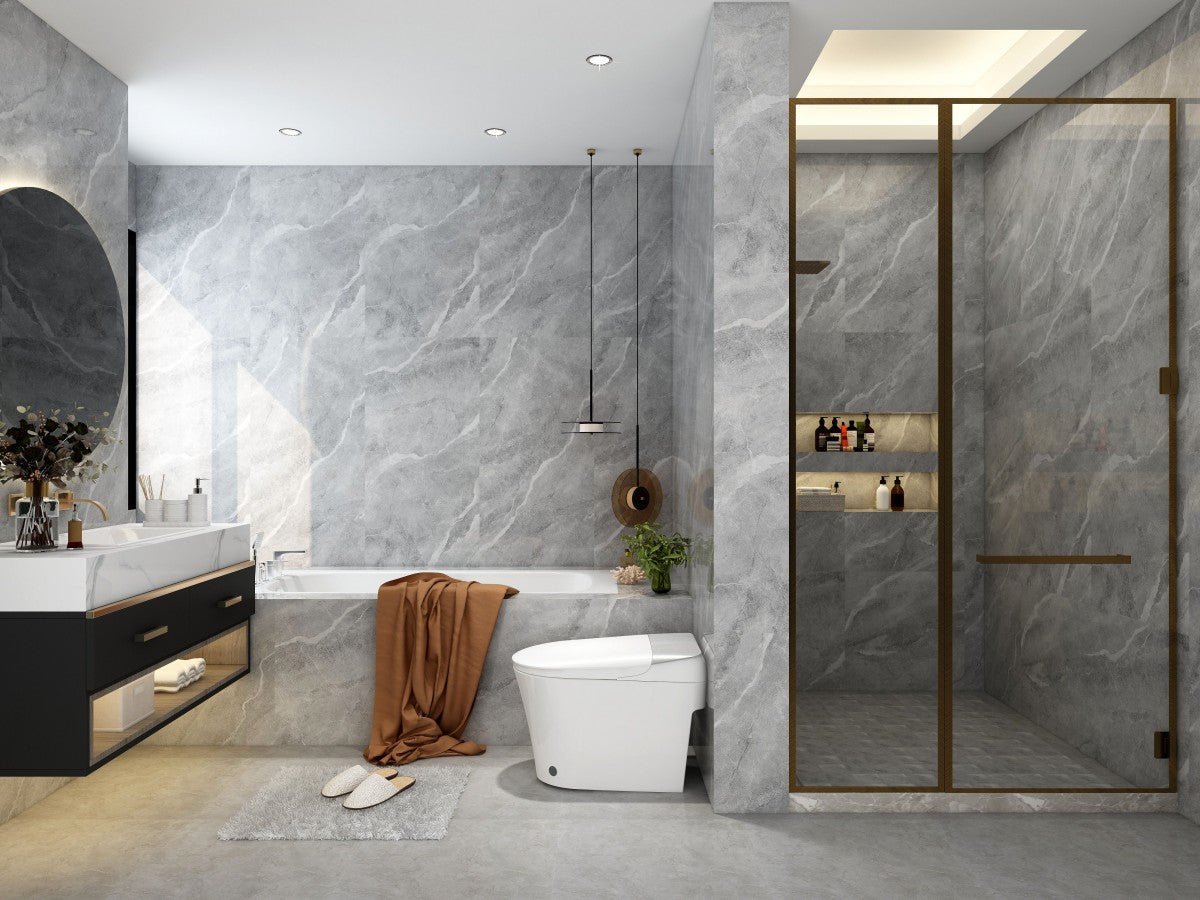 Bejoan Tankless Smart Toilet with Bidet Built In,Auto Open & Close,Wider Bidet with Heated Seat, Warm Water and Dry, Foot Sensor, LED Display, Remote Control,P80P