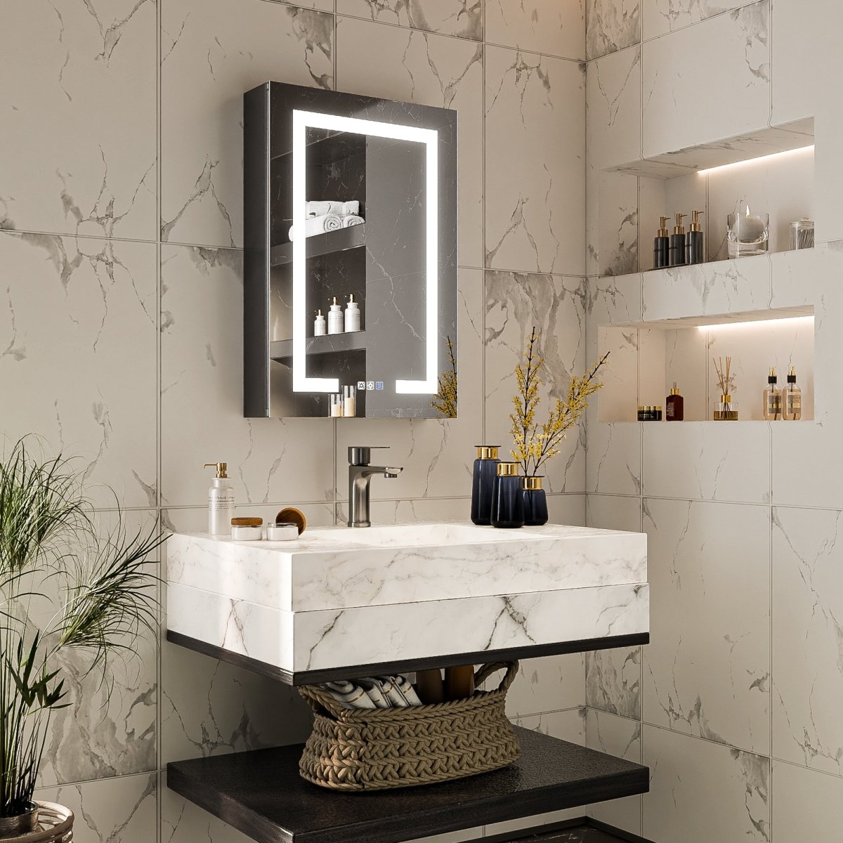 Boost 20 x 30 inch medicine cabinet with adjustable tempered glass storage shelves