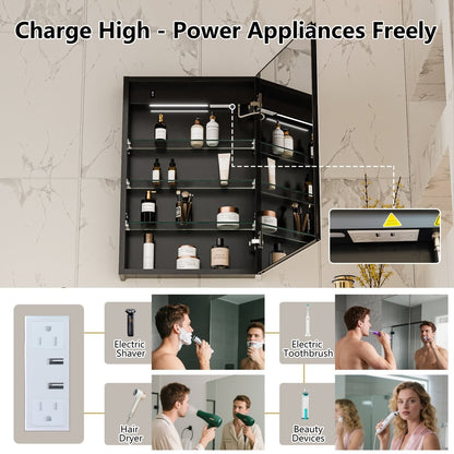 Boost 20 x 30 inch dimmable LED medicine cabinet with adjustable color temperature lighting