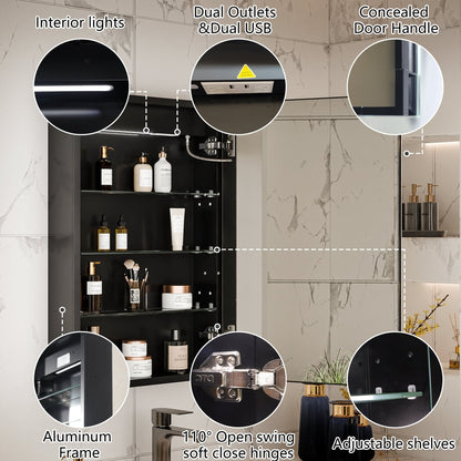 Boost 20 x 30 inch LED medicine cabinet mirror with one-touch defogger control