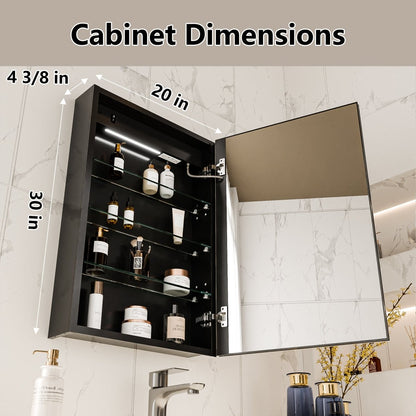 Boost 20 x 30 inch medicine cabinet surface-mount and recessed installation reference