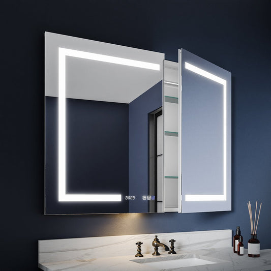 Boost-M2 Bathroom Light Medicine Cabinet with LED Vanity Mirror and Recessed Option.