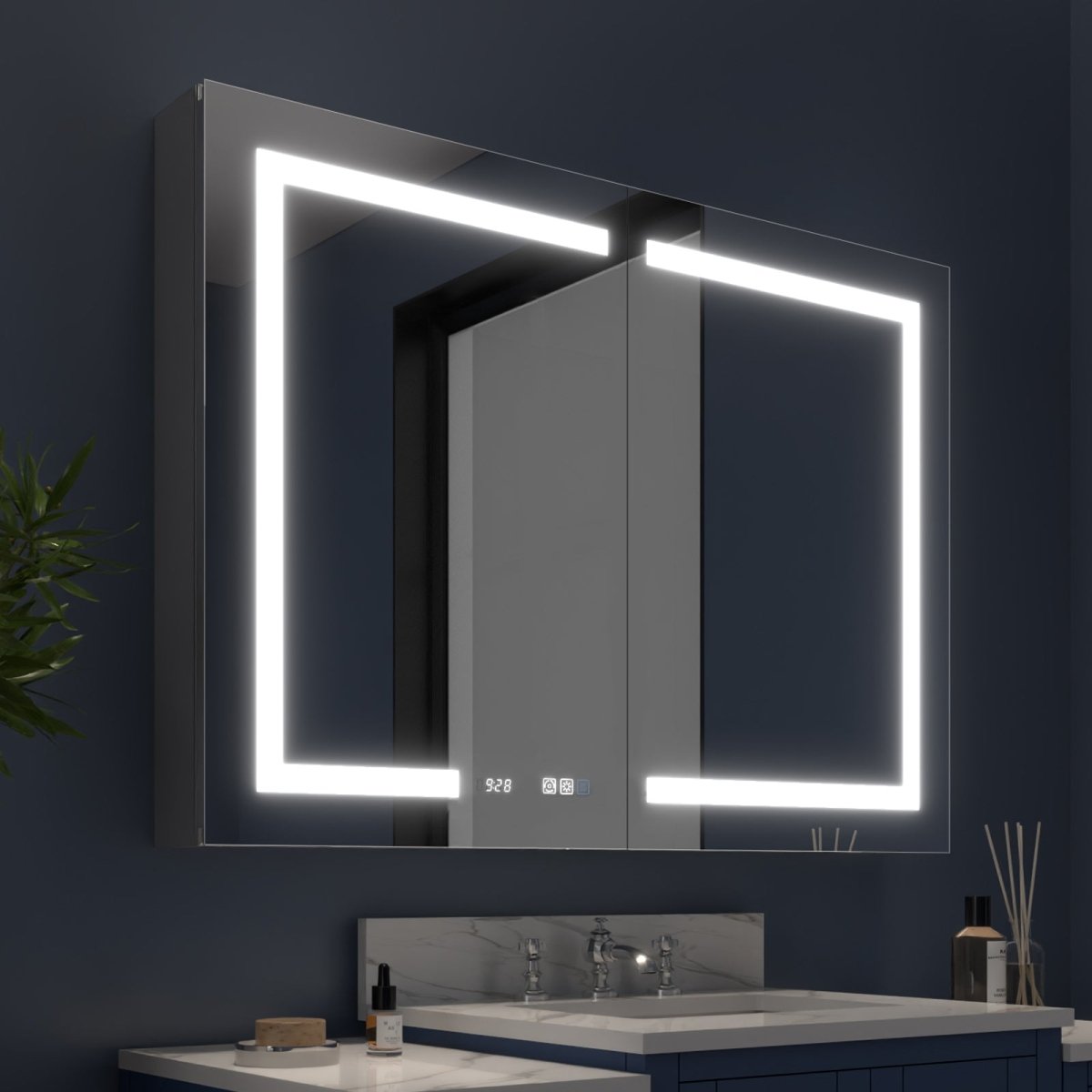 Boost-M2 44" W x 32" H Bathroom Light Medicine Cabinets with Vanity Mirror Recessed or Surface