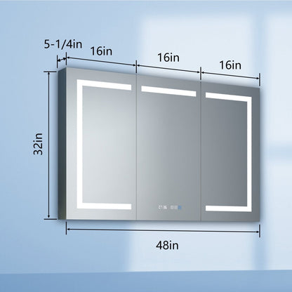 Boost-M2 48" W x 32" H LED Lighted Bathroom Medicine Cabinet with Mirror Recessed or Surface led Medicine Cabinet
