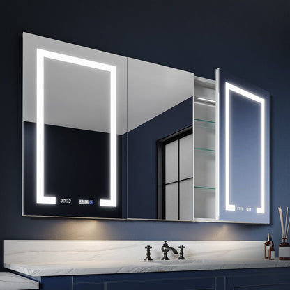 Boost - M2 56" W x 32" H Bathroom Narrow Light Medicine Cabinets with Vanity Mirror Recessed or Surface