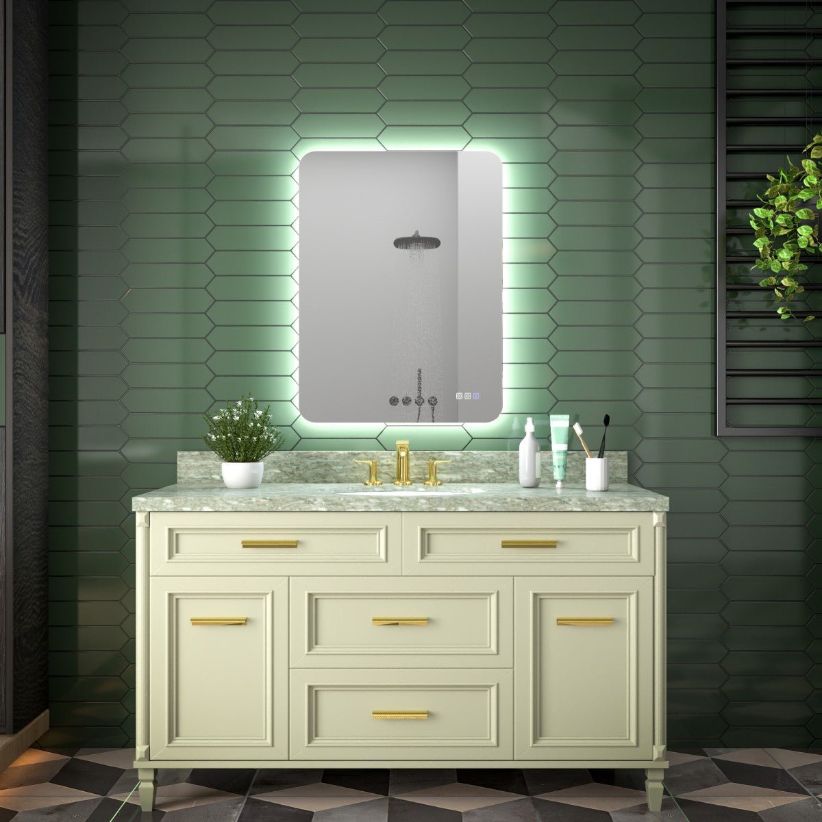 Brivaro 24" x 32" Backlit LED Mirror with Light, Nano-Tempered Glass, Anti-Fog, Dimmable, 3 Lighting Modes