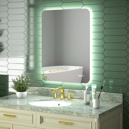 Brivaro 24" x 32" Backlit LED Mirror with Light, Nano-Tempered Glass, Anti-Fog, Dimmable, 3 Lighting Modes