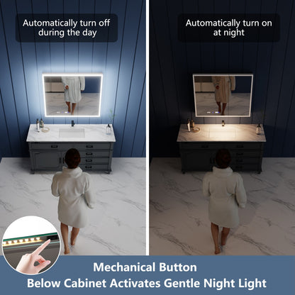 Illusion 40" x 32" LED Medicine Cabinet with Lights, Magnifiers Front and Back Light