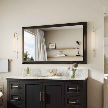 55" x 32" Modern, Elegant Rectangular Wall Mirror with Tempered Glass, Shatterproof, Rust-Resistant Wood Grain Aluminum Frame for Bathroom, Living Room & Hallway| Nolhurst