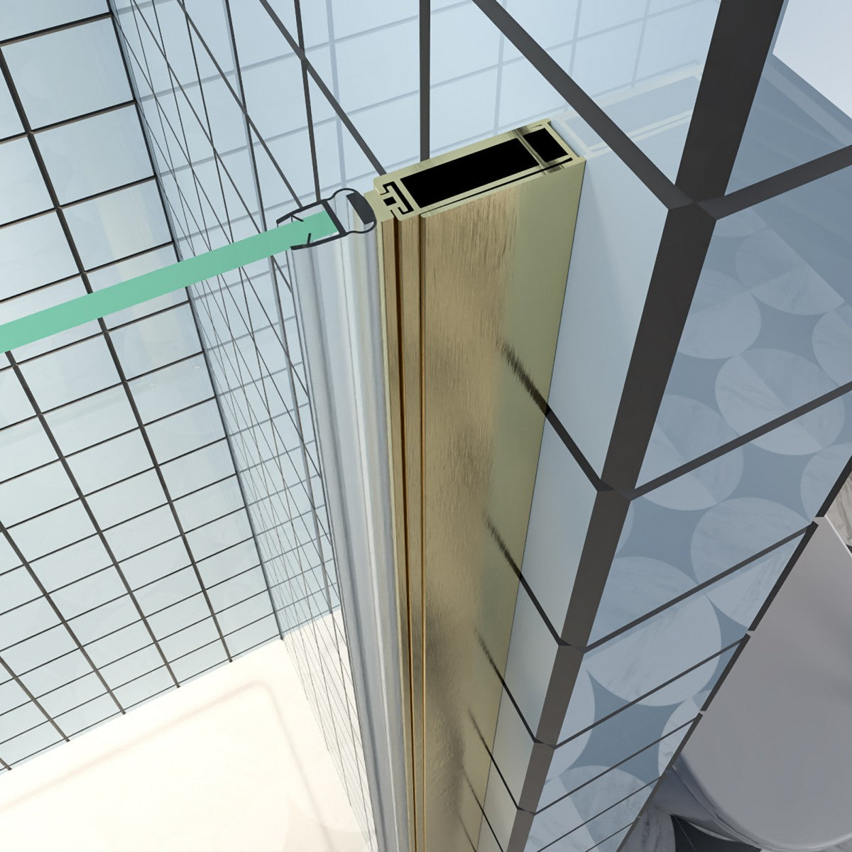 Exbrite Adapt Bifold Shower Door 30-32 in.W x 72 in.H Pivot Swing Shower Doors,Brushed Gold,Tempered Shower Glass