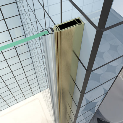 Exbrite Adapt Bifold Shower Door 30-32 in.W x 72 in.H Pivot Swing Shower Doors,Brushed Gold,Tempered Shower Glass