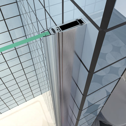 Exbrite Adapt Bifold Shower Door 30-32 in.W x 72 in.H Pivot Swing Shower Doors,Brushed Nickel,Tempered Glass