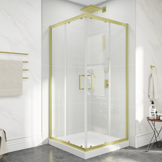 Haven 36" x 72" Corner Shower Enclosure,6mm Clear Glass,Double Sliding Shower Doors,Brushed Gold,Not Base,Adjustable