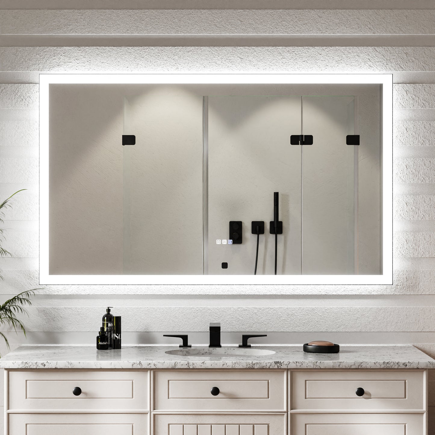 Apex-Noir 60"x36" Framed LED Lighted Bathroom Mirror