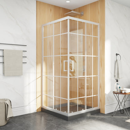 Haven-S 36" x 72" Corner Shower Enclosure,6mm Clear Glass,Double Sliding Shower Doors,White,Not Base,Adjustable