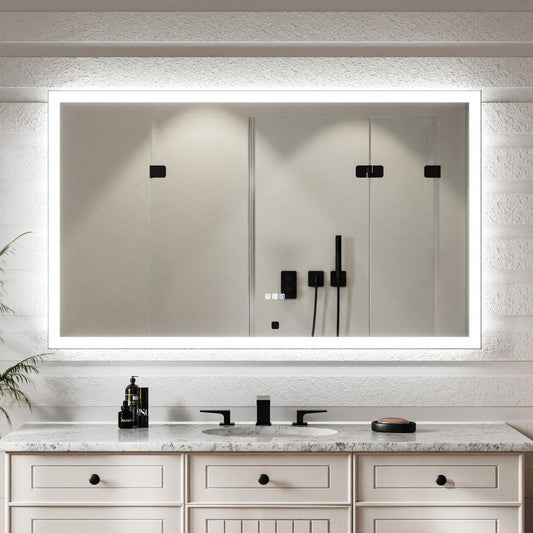 Apex-Noir 60"x36" Framed LED Lighted Bathroom Mirror