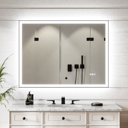 Apex-Noir 48"x36" Framed LED Lighted Bathroom Mirror
